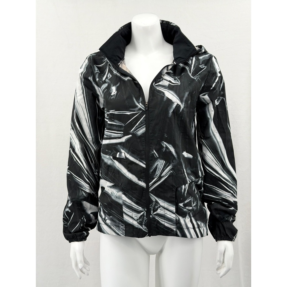Nike Jacket Womens Small Black Ghost Abstract Shield Flash Running Windbreaker